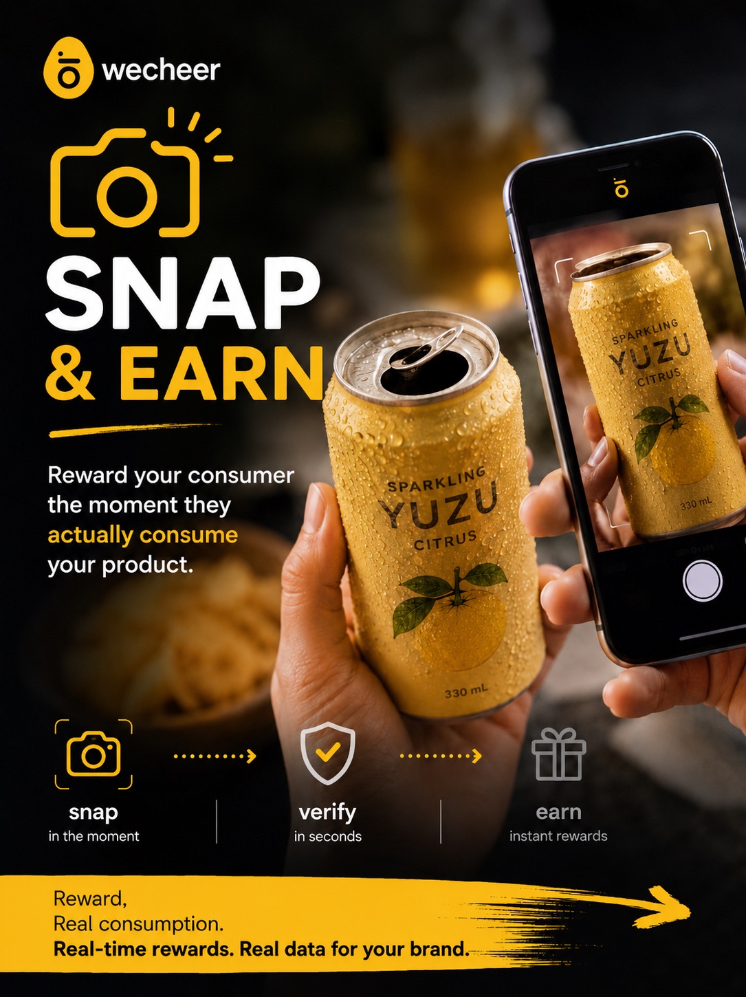 Wecheer Snap & Earn — reward consumers the moment they actually consume your product