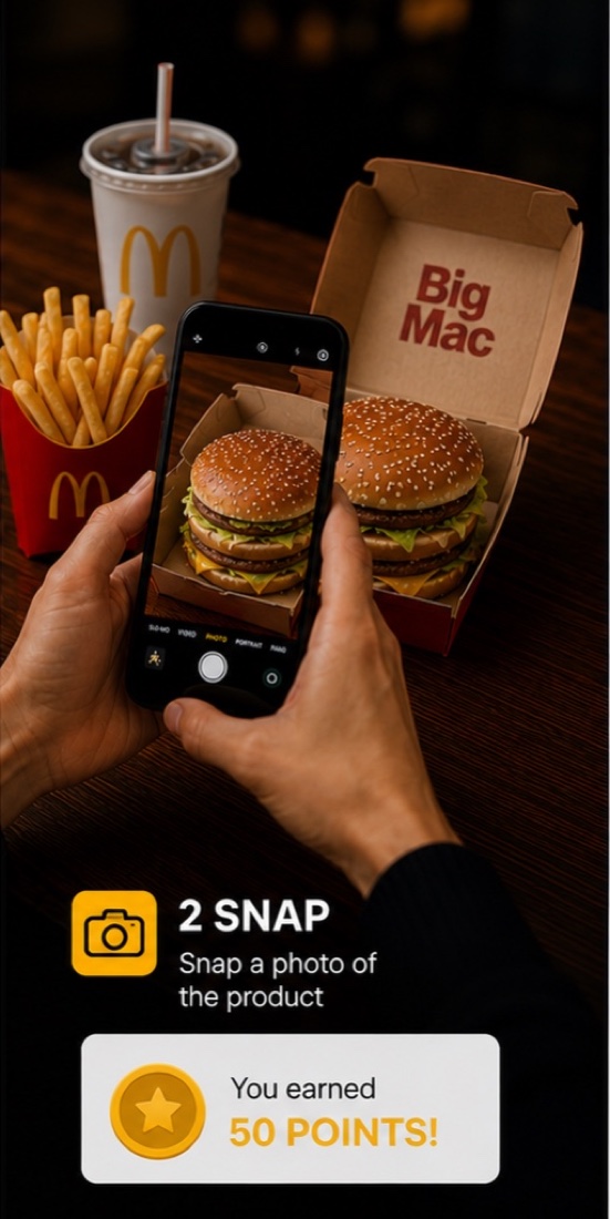 Snap & Earn step 2 — a consumer snaps a photo of the product for AI consumption validation